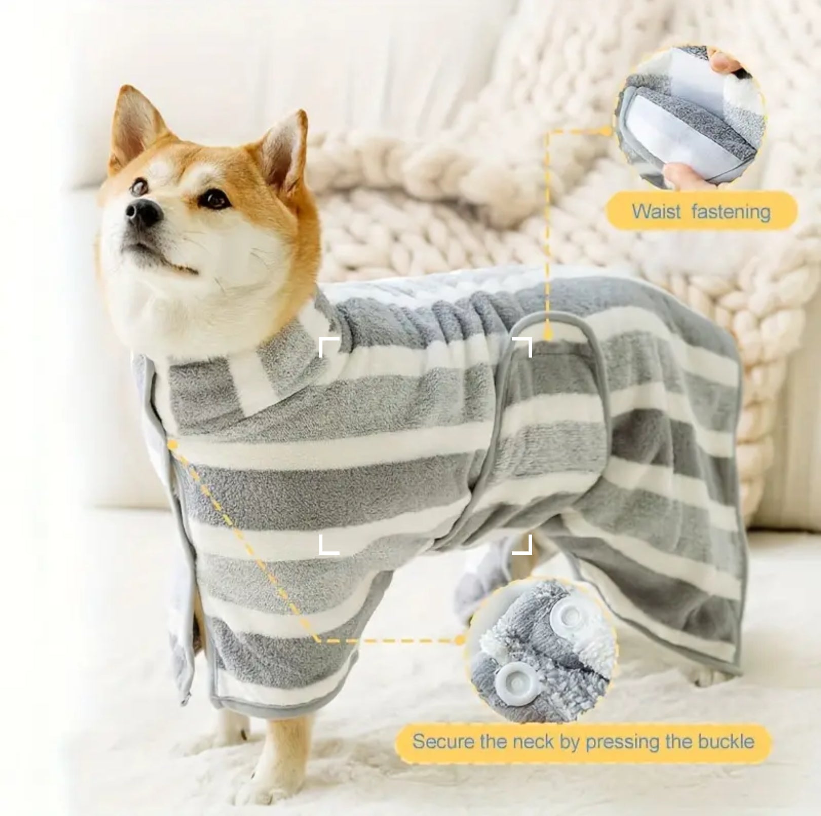 Quick-Dry Microfiber Dog Bathrobe – Super Absorbent & Soft Pet Towel