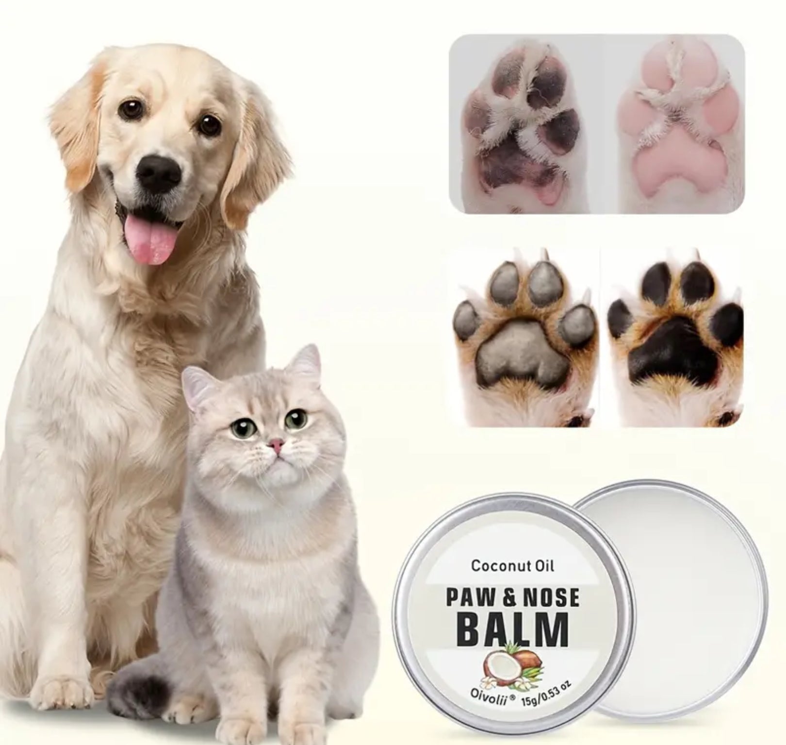 Natural Dog Paw & Nose Balm – Hydrating Vanilla, Coconut & Blueberry Formula