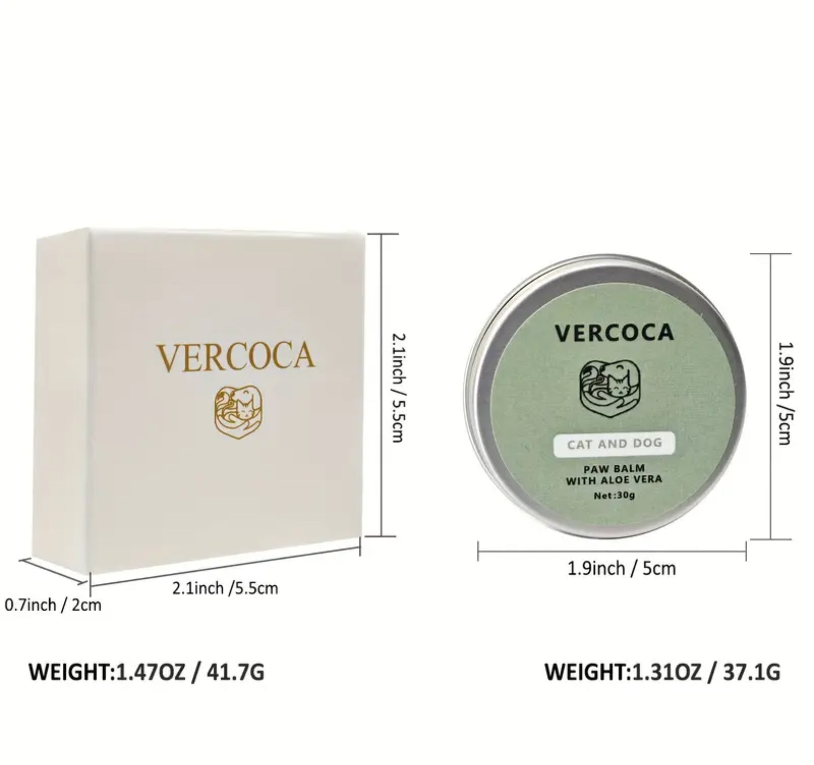 VERCOCA Natural Dog Paw & Nose Balm – Moisturizing & Soothing Skin Care