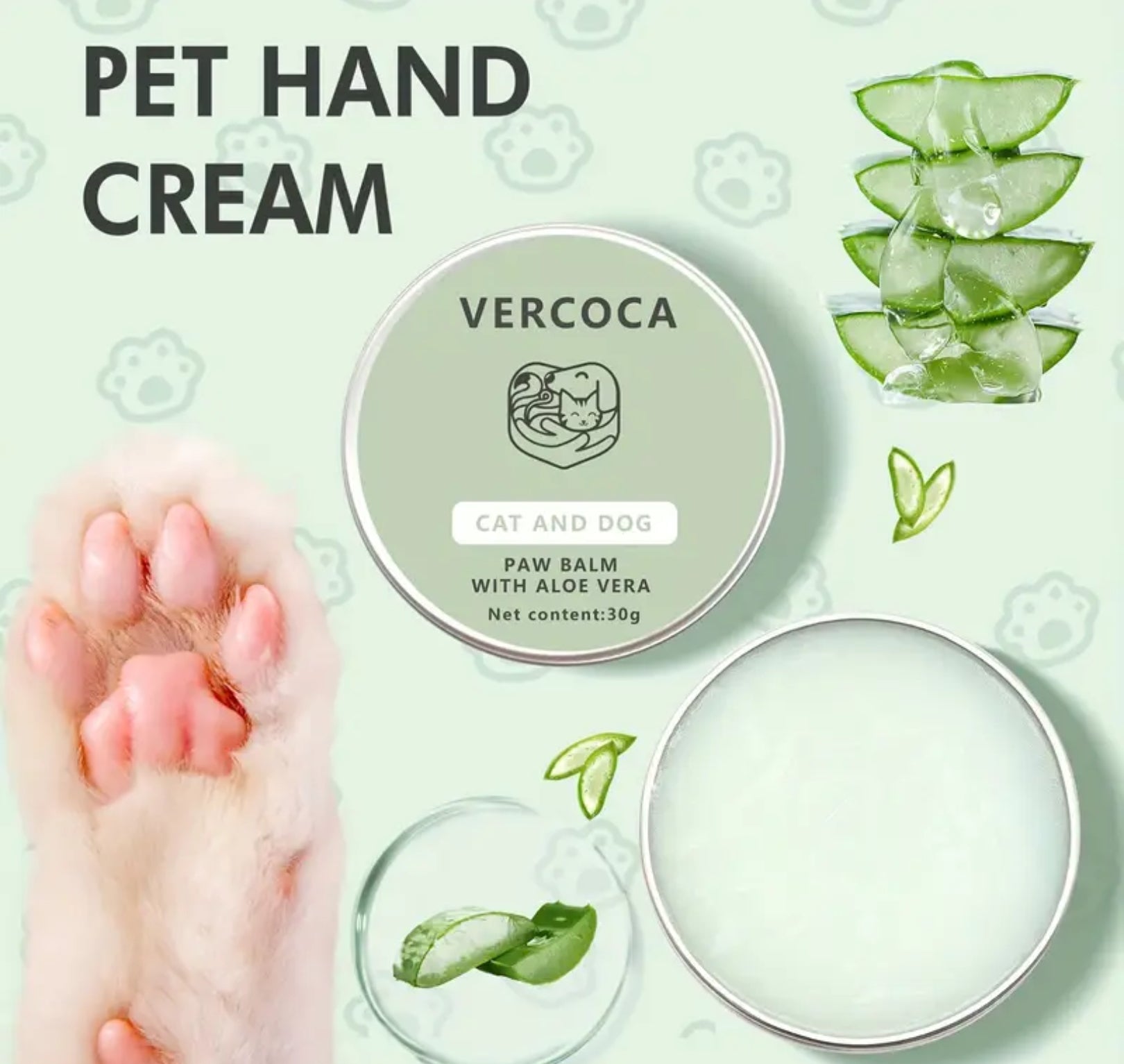 VERCOCA Natural Dog Paw & Nose Balm – Moisturizing & Soothing Skin Care