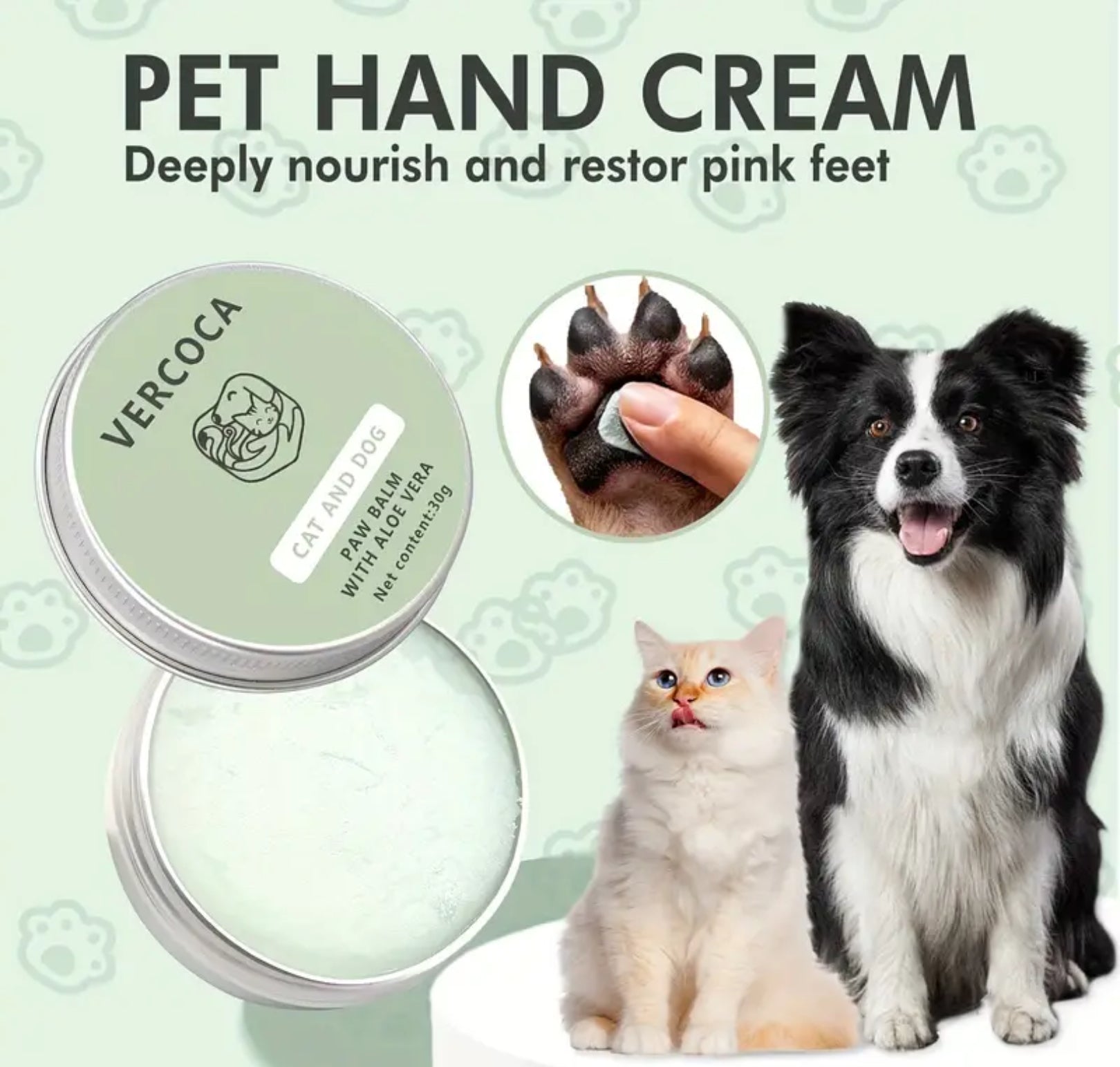 VERCOCA Natural Dog Paw & Nose Balm – Moisturizing & Soothing Skin Care