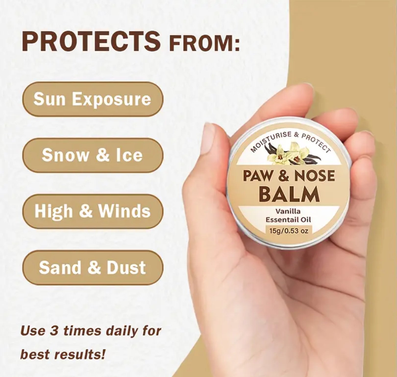 Natural Dog Paw & Nose Balm – Hydrating Vanilla, Coconut & Blueberry Formula
