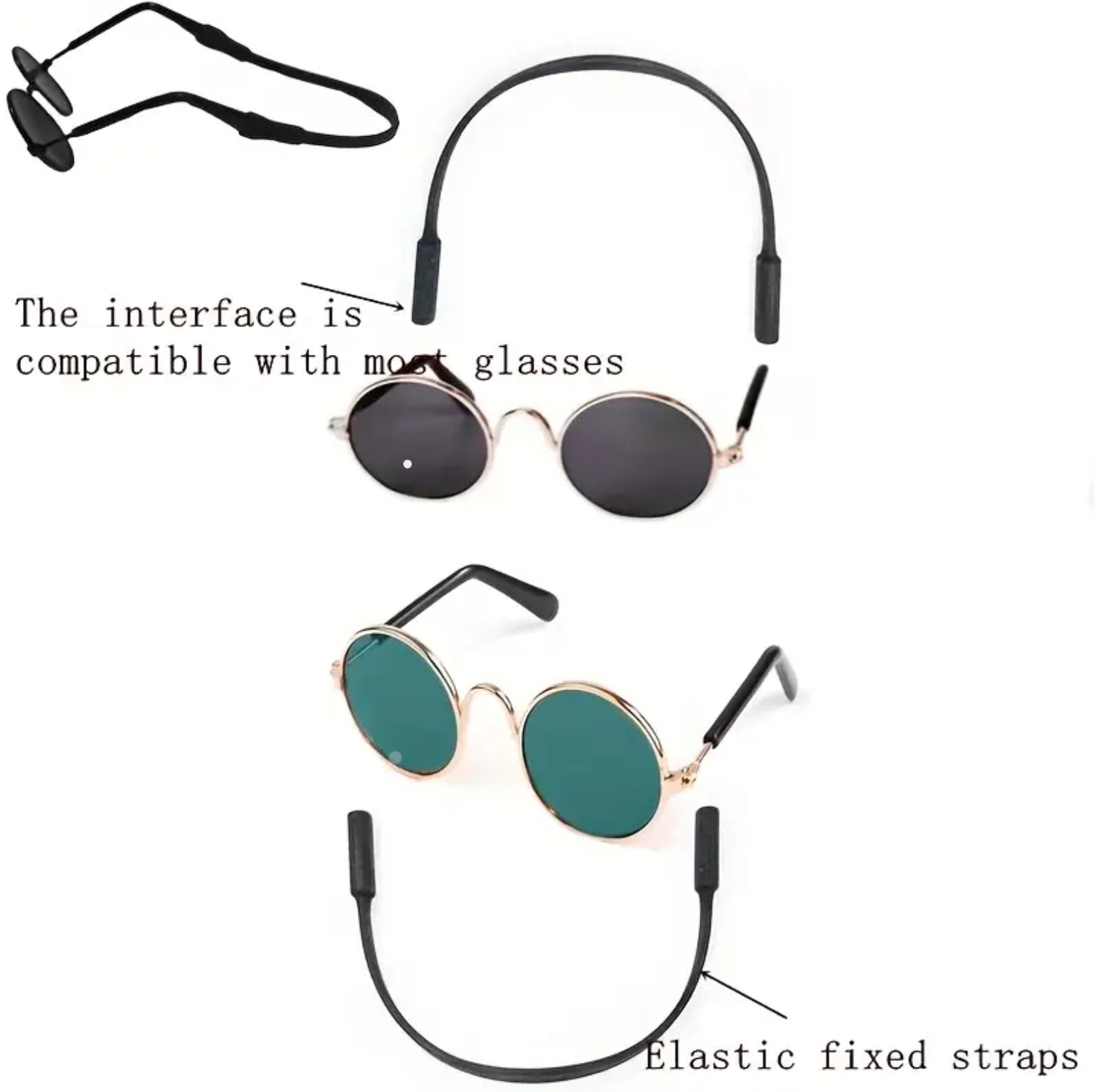 Pet Sunglasses 4-Pack – Retro Round Glasses for Cats & Small Dogs