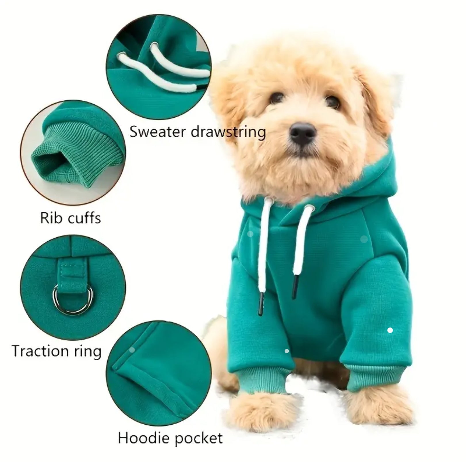 Small Dog Hoodie – Soft Polyester Knit Pullover for Chilly Days