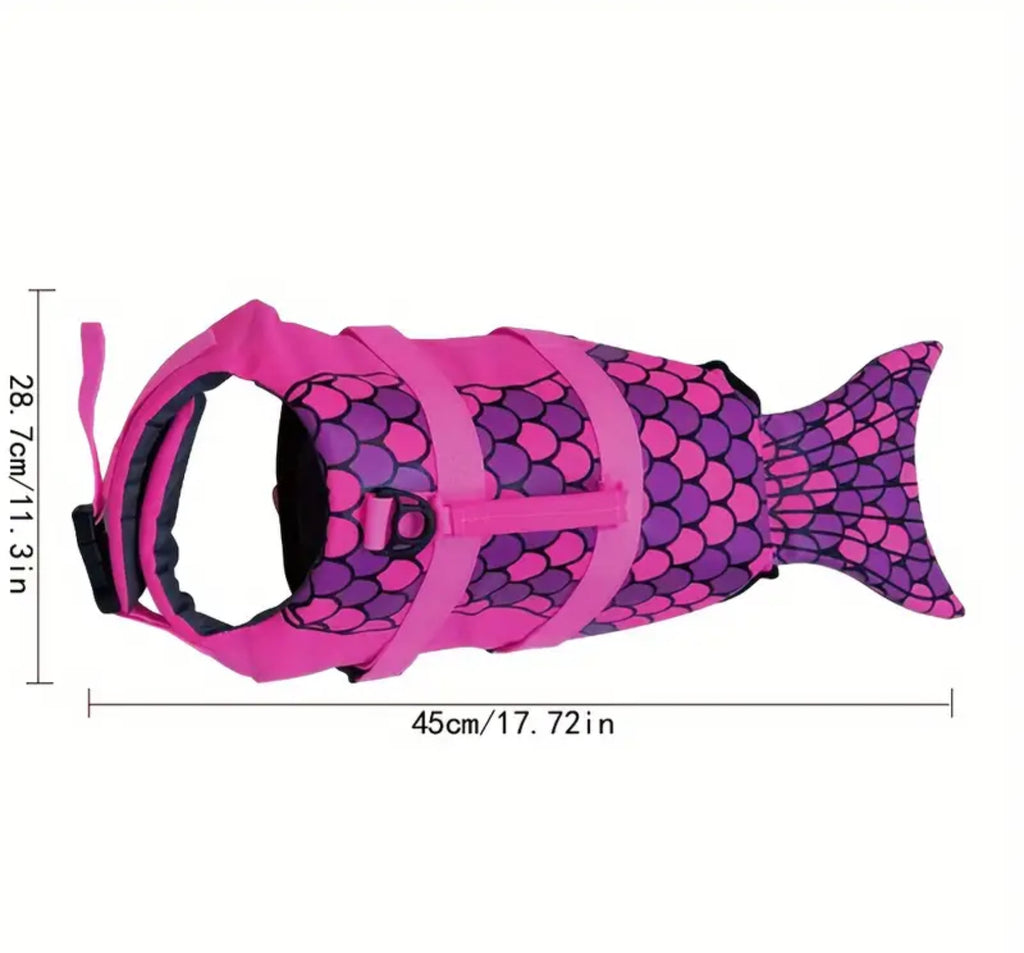 Pink Mermaid Shark Swimsuit for Dogs – Adjustable & Washable Pet Summer Outfit
