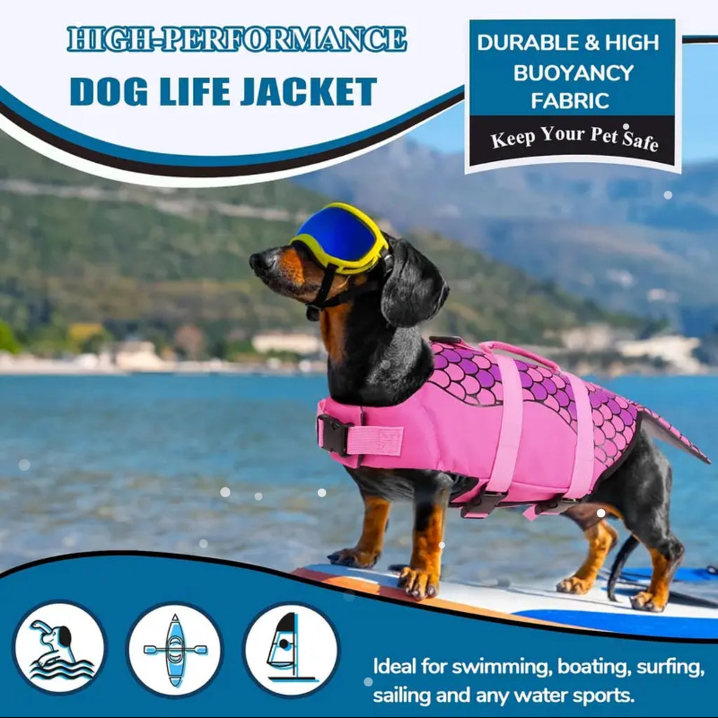Pink Mermaid Shark Swimsuit for Dogs – Adjustable & Washable Pet Summer Outfit