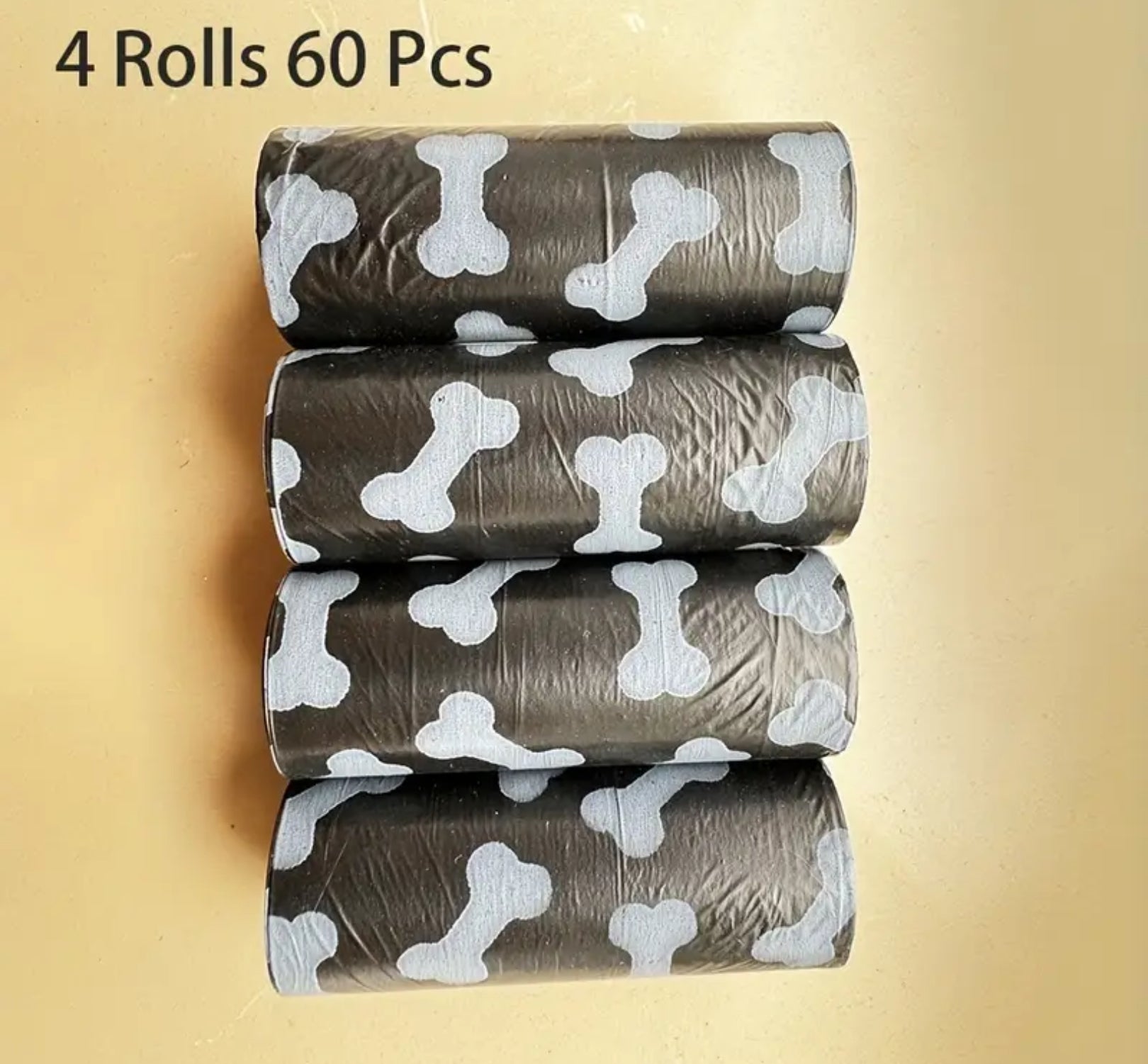 Dog Poop Bags – 60 Leak-Proof Bone-Printed Bags