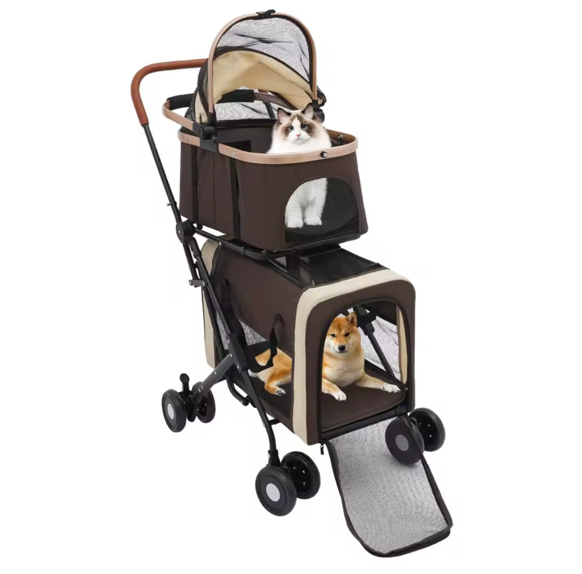 Double Pet Stroller – Twin Carrier for Dogs & Cats