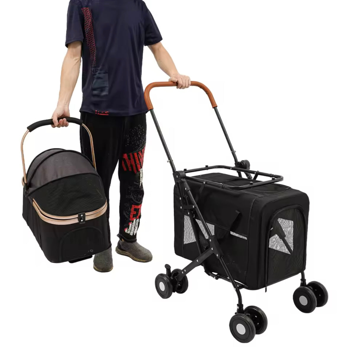Double Pet Stroller – Twin Carrier for Dogs & Cats