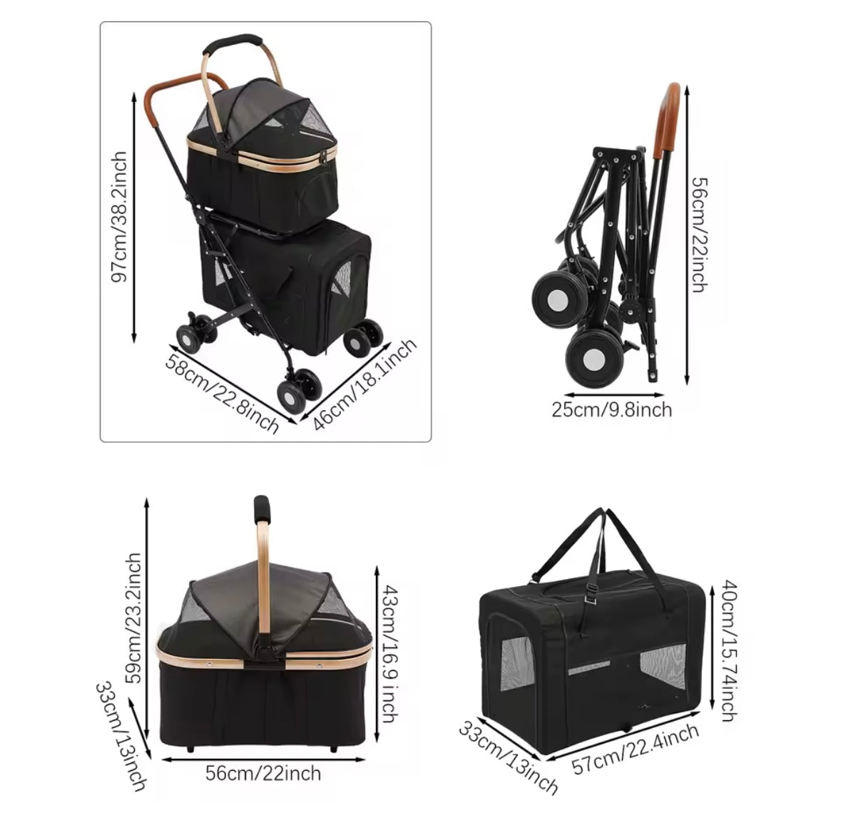 Double Pet Stroller – Twin Carrier for Dogs & Cats