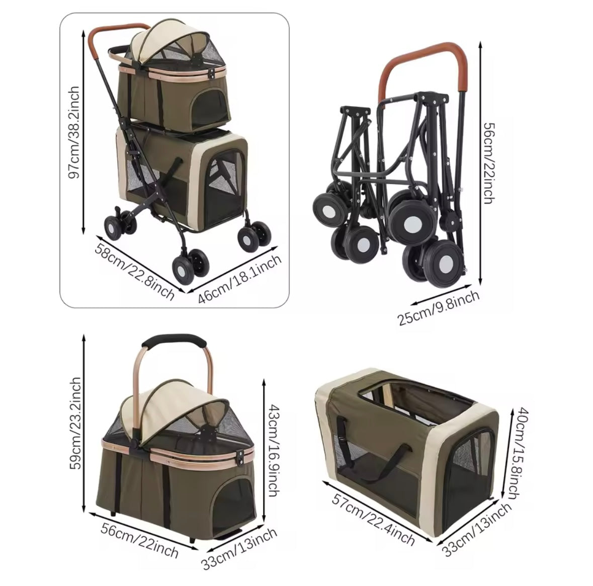 Double Pet Stroller – Twin Carrier for Dogs & Cats