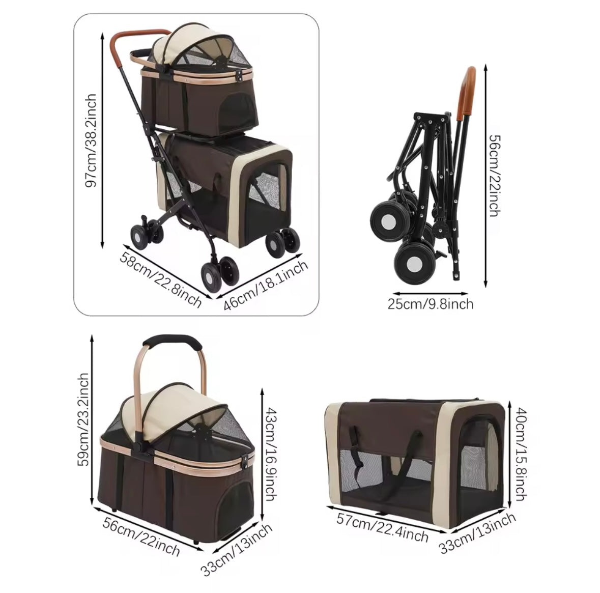 Double Pet Stroller – Twin Carrier for Dogs & Cats