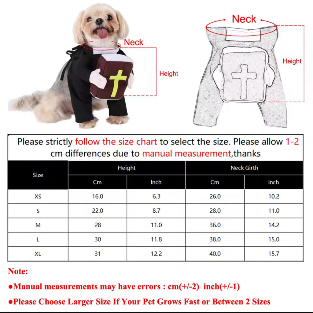 ✝️ Pet Priest Costume – Fancy Dress for Cats and Dogs