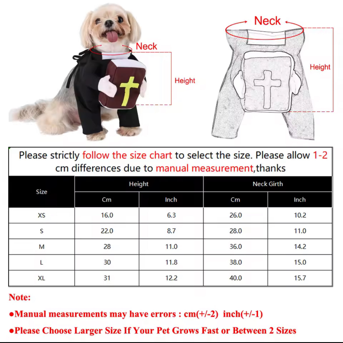 ✝️ Pet Priest Costume – Fancy Dress for Cats and Dogs