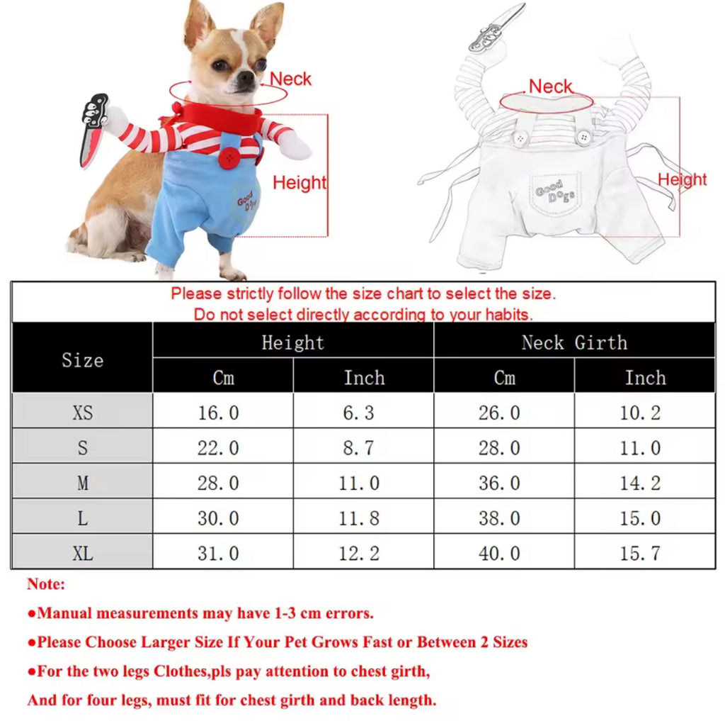 🔪 Pet Chucky Costume – Horror Fancy Dress for Cats and Dogs